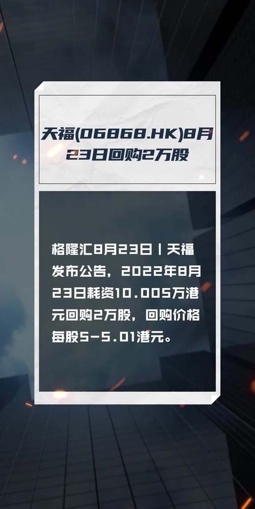 天福(06868.HK)6月25日回购2000股「天福上市」 生活资讯