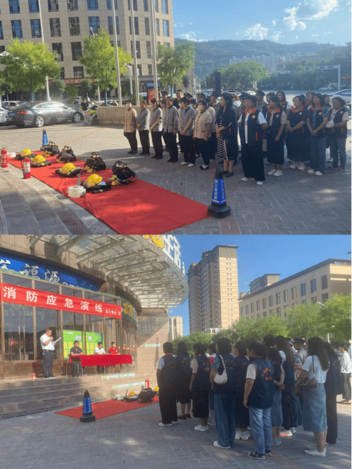 应急疏散怎么走。消防器材怎么用。松江这个街道开展消防安全演练