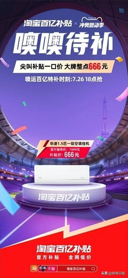 原价1949元的华菱空调,奥运期间在淘宝百亿补贴只要666。 家电资讯