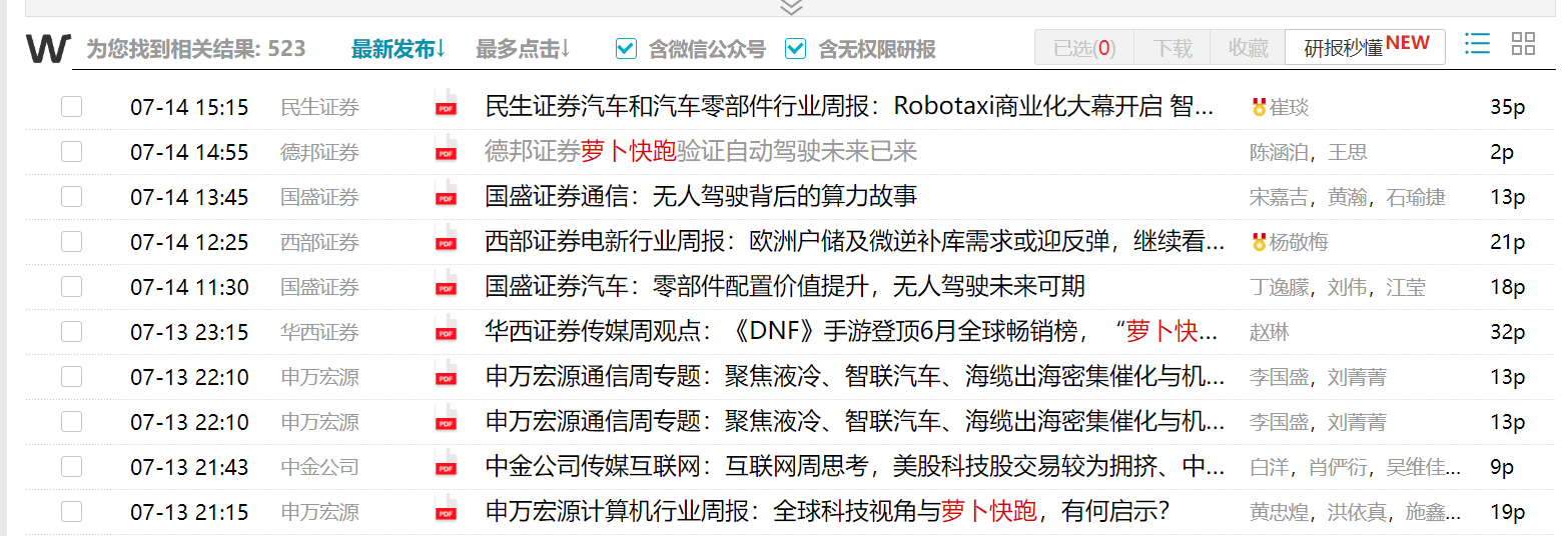 “萝卜快跑”在卖方研究圈火了！超5000份研报关注无人驾驶 “萝卜快跑”在卖方研究圈火了！超5000份研报关注无人驾驶「萝卜快跑无人驾驶服务平台」 天气预报
