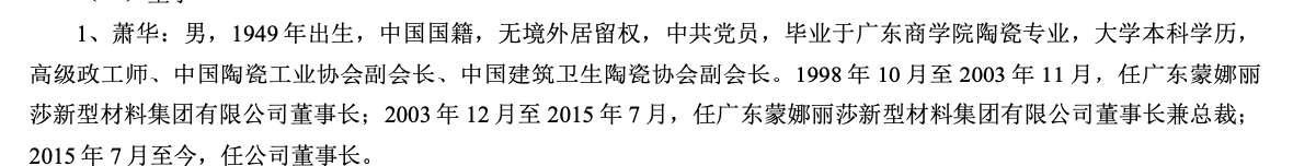 75岁萧华卸任蒙娜丽莎董事长，儿子萧礼标接棒 75岁萧华卸任蒙娜丽莎董事长，儿子萧礼标接棒「萧华简介蒙娜丽莎」 天气预报